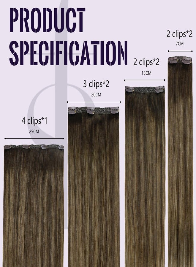 Fshine Clip in Hair Extensions Real Human Hair, Balayage Darkest Brown to Chestnut Brown, 18 inch 120 g 7pieces Clip in Extensions, Straight Natural Remy Lace Double Weft, for Women Ladies and Girls - Image 5